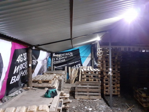 Освещение и электроснабжение рабочей зоны открытого склада деревянных поддонов ООО "Горато"